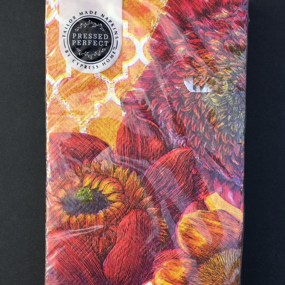 2 Packages Cypress Home Guest Napkins Paper Party Crafts Orange Floral New 2